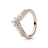 PANDORA Princess Wishbone 14k rose gold-plated ring with clear cubic zirconia