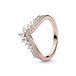 PANDORA Princess Wishbone 14k rose gold-plated ring with clear cubic zirconia