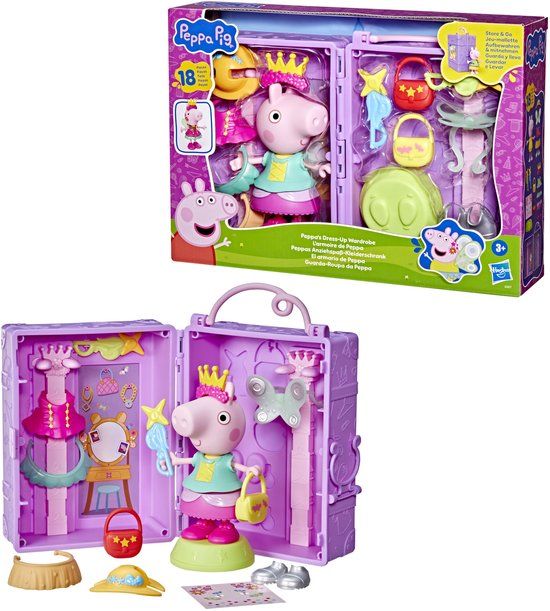 Hasbro Peppa Pig kledingkast speelset met accessoires en stickers.