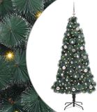 vidaXL Kunstmatige voorverlichte kerstboom met ballenset groen 150 cm
