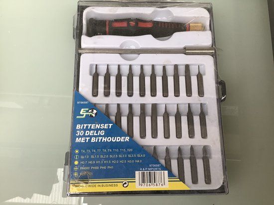 32-delige Schroevendraaier Bitset - Torx, Kruis, Sleuf, Imbus - Met Houder in Cassette