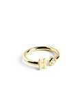 SINGULARU - Gepersonaliseerde Letter Spark Ring - Verstelbare ring - 925 sterling zilver met 18 karaat vergulde afwerking. - Eén maat - Sieraden voor dames - Gemaakt in Spanje