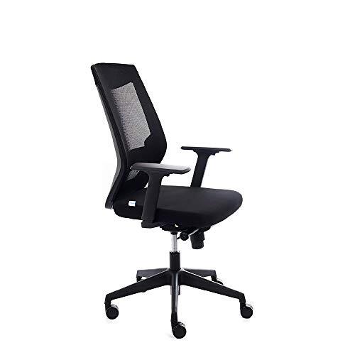 Rocada Ergonomische bureaustoel met regulering van de lumbale wervelkolom, bureaustoel voor computer, comfortabel en draaibaar, zwart