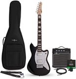 Gear4Music Seattle Select elektrische gitaar zwart, 10 W gitaarversterker en accessoirepakket