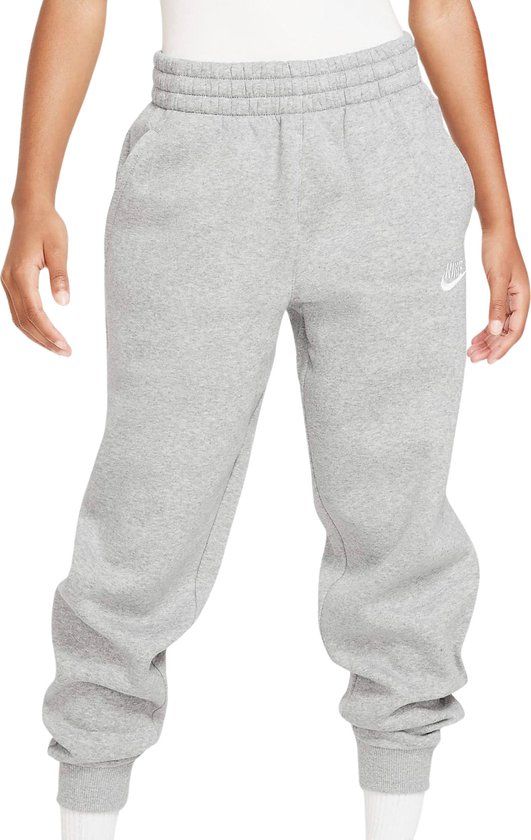 Nike K NSW CLUB FLC JGGR LBR Unisex Sportbroek - Grijs - Wit - Maat S