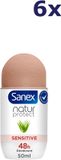 Sanex 6x Deo Roll-on - 50ml - Natur Protect Bio Aloe Vera