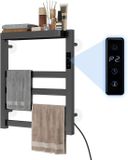 Puluomis Elektrische handdoekhouder 72W Wandmontage Plank Temperatuurregeling 6 standen Timerfunctie Aluminiumlegering 45~70℃ Grijs
