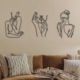 Omgoods - 3 pièces de décoration murale en métal - Art minimaliste et féminin