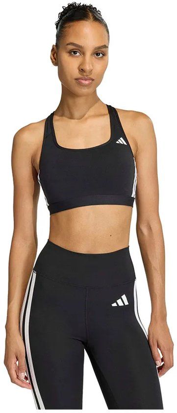 Adidas Optime Essentials Workout 3 Stripes Sportbeha Medium Impact Zwart L Vrouw