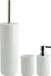 MSV Badkameraccessoire Moods - toiletborstel in houder - beker - zeeppompje - wit - kunststof