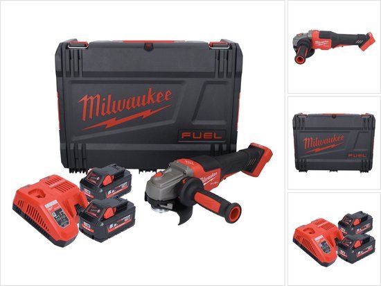 Milwaukee M18 FHSAG125XPDB-552X Accu Haakse Slijper 125mm 18V 5.5Ah Li-Ion | 4933471080