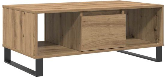 vidaXL Salontafel 90x50x36,5 cm Bewerkt Hout Artisanaal Eikenkleurig