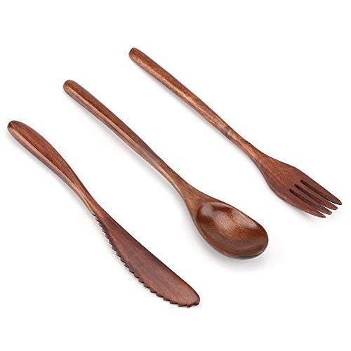 Fdit Japans natuurlijk hout servies sets herbruikbare reisstuk set bestek set servies vork herbruikbare verpakking sociale euro (mes & vork & lepel alleen)
