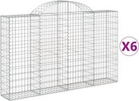 vidaXL Gabions - 6 pièces - voûté - 200x30x120/140 cm - métal - argent