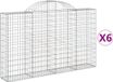 vidaXL Gabions - 6 pièces - voûté - 200x30x120/140 cm - métal - argent