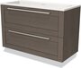 Maxaro Badkamermeubel 100cm Modulo Donkerbruin Eiken 2 Lades Kader Wastafel Solid Surface