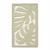 WALLARENA - Akoestisch schilderij van vilt 120x60 cm - 3D wandpaneel met lijst - groene monstera bladeren