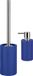 Spirella Set d'accessoires de salle de bain - Brosse WC/distributeur de savon - Porcelaine - Bleu foncé