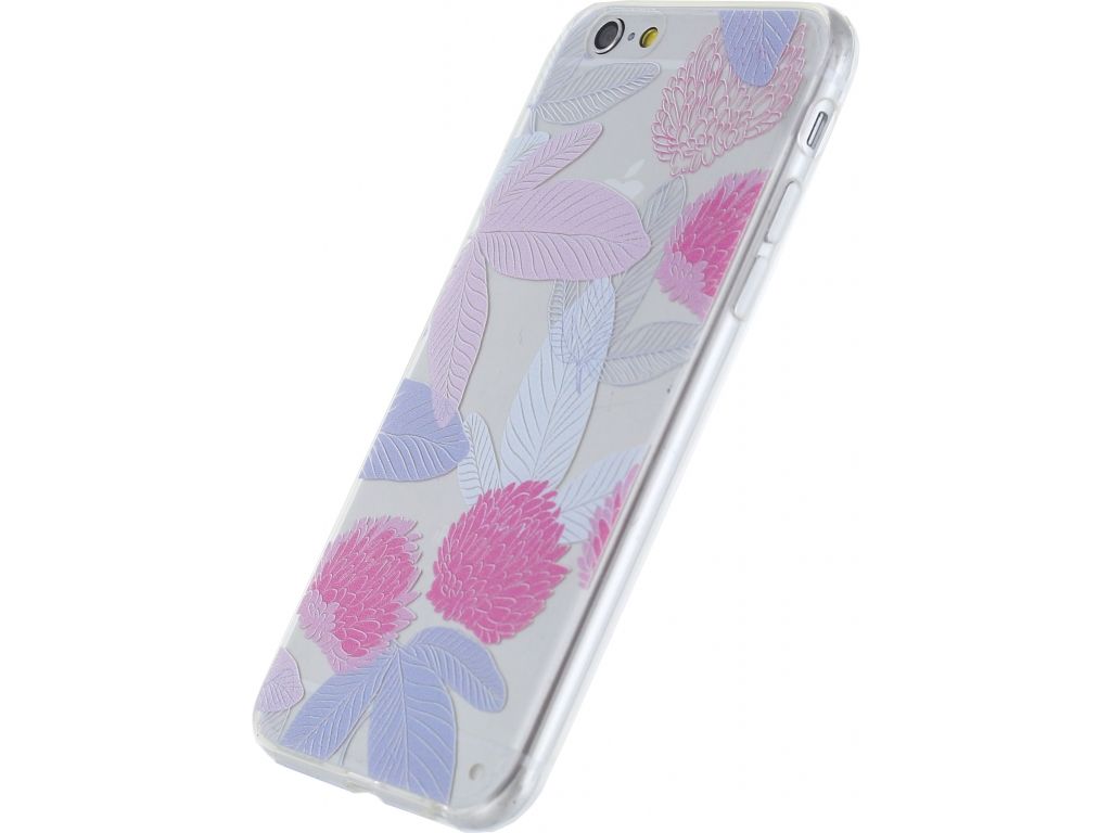 Xccess Rubber Case Apple iPhone 6/6S Transparent/Floral Pink