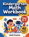 Kindergarten Math Workbook Ages 5-7: Easy Addition, Subtraction & Fractions. 40 Exercises.