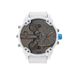 Diesel Mr. Daddy Herenhorloge, multifunctioneel uurwerk met siliconen armband, roestvrij staal of leer, Wit en beige, riem