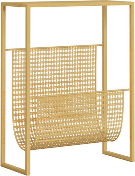 vidaXL Tijdschriftenrek - 35x15x45 cm - Staal - Goudkleurig