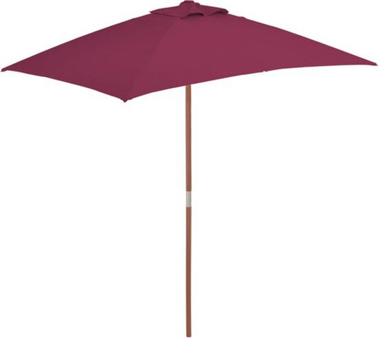 vidaXL Tuinparasol met houten paal 150x200 cm bordeauxrood