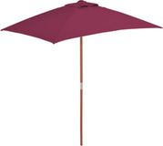 vidaXL Parasol met houten paal 150x200 cm Bordeauxrood