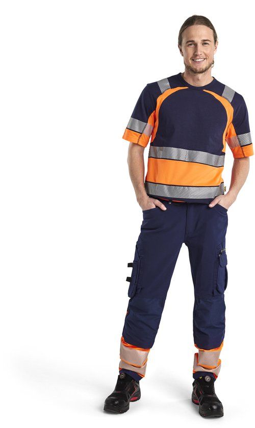 Blåkläder Werkbroek met 4-weg stretch zonder spijkerzakken 1193-1642 - Marineblauw/Oranje - C50