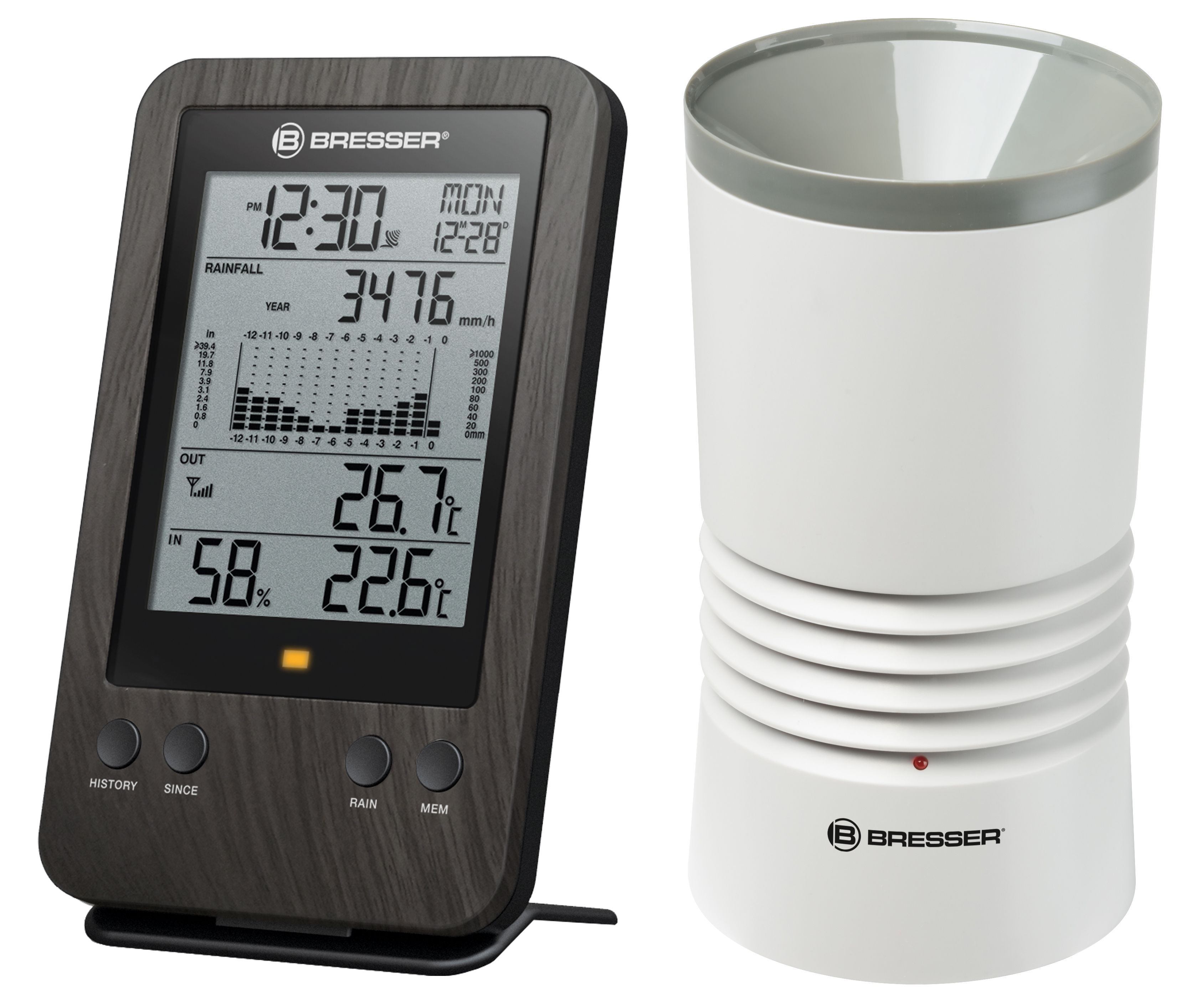Bresser Optics Bresser Draadloze Regenmeter met Display - Zwart/Wit