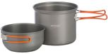 Ustensiles de cuisine Set de casseroles Set de casseroles de camping - Aluminium anodisé - Pour 1 personne - Poignées pliables - Gris - Pour le camping