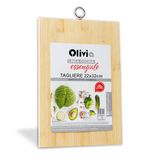IPEA Rechthoekige houten snijplank met metalen oog voor groenten, fruit, salami – 32 x 22 cm – multifunctionele keukenplank voor het snijden en serveren van voorgerechten, brood en kaas –