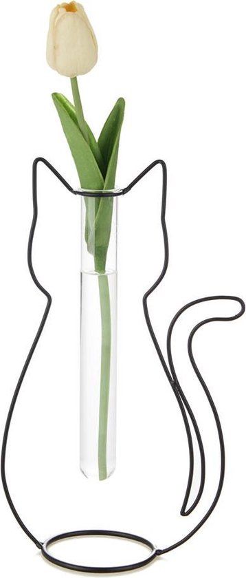 Balvi Silhouette Draadvaas - Kat - Metaal - Zwart/Transparant