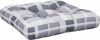 vidaXL Palletkussen 58x58x10 cm ruitpatroon stof grijs