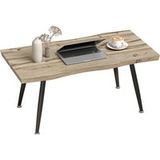 Pangivo Table basse de salon moderne avec plateau chêne 4 cm et pieds en acier noir 100 x 50 x 45 cm