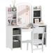Coiffeuse pour enfants avec tabouret et miroir LED, table de maquillage pour 3 à 8 ans, 104 x 40 x 112 cm, blanc
