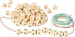 Buchstabenketten Small Foot 7553 Alfabet-kralenset, 300 houten kralen met linten om te rijgen, vanaf 3 jaar