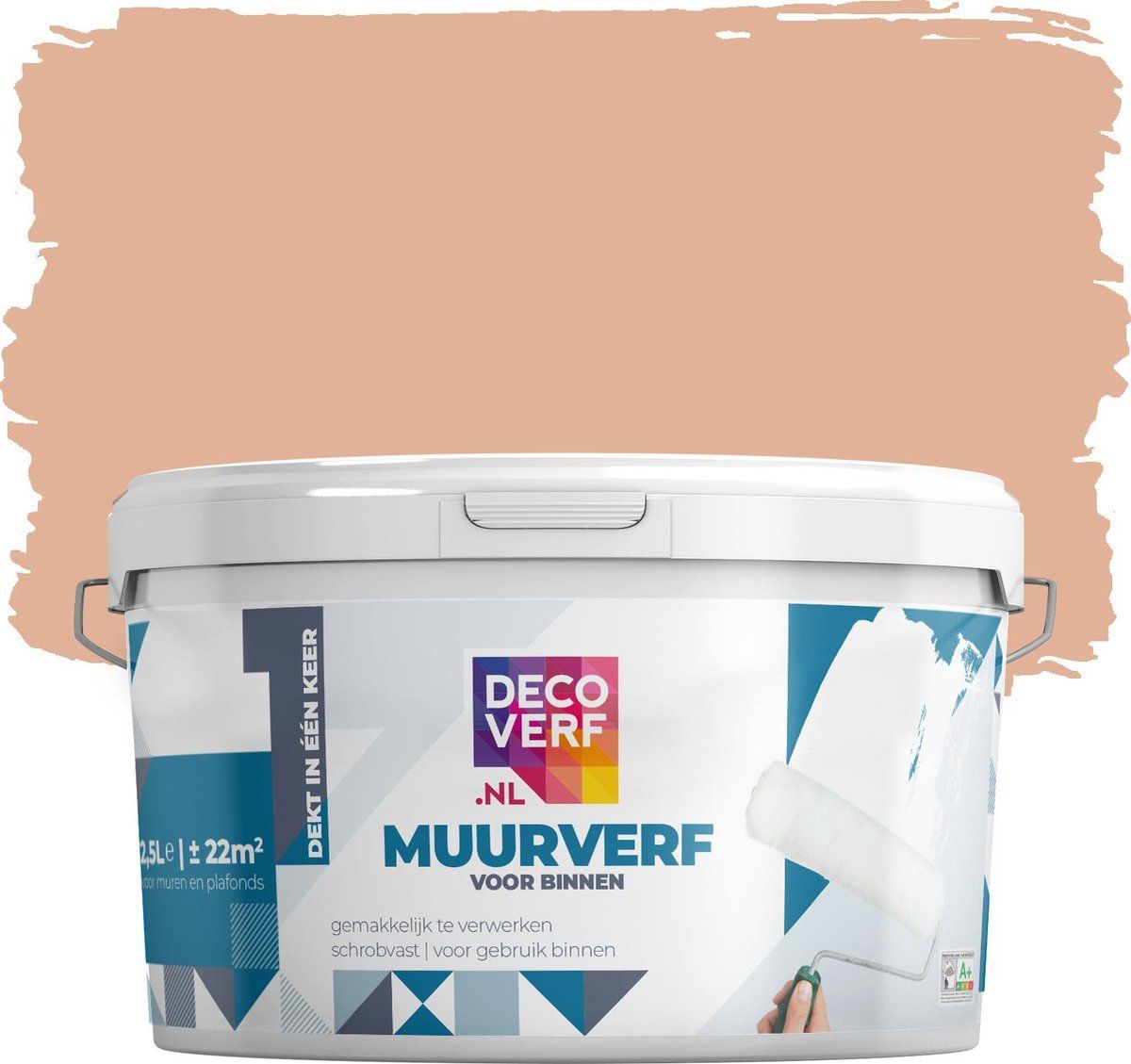 Decoverf.nl Decoverf muurverf mat, Perzik, 2.5L