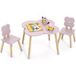 Table enfant avec 2 chaises en forme de fleur, table de jeu et d'activités avec pieds en bois de pin massif, pour tout-petits de 3+ ans, rose