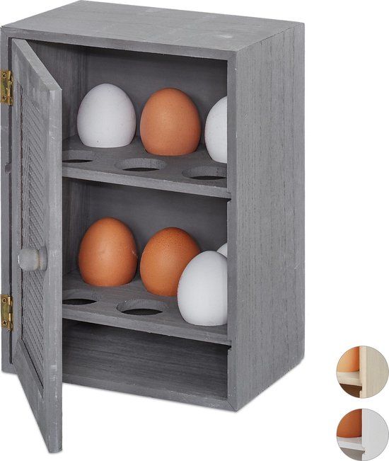 Relaxdays Eierkastje Hout - Landhuisstijl - Grijs