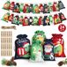 oCreon Adventskalender om zelf te vullen - 24 kerstkalenders - Stof - Jutezakjes - Grote zakjes - Zelfgemaakte kalender - Zelf te vullen - Dino