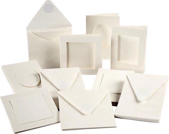 Creativ Company Passepartout Kaarten - 12,5x12,5 cm - 50 Sets - Off-white