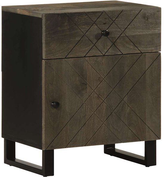vidaXL Nachtkastje 50x33x60 cm massief mangohout zwart