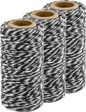 Merkloos / Sans marque Partydeco Sp. Z O. O. Zwart/wit bakkerstouw - 3x - 50 meter - Katoen