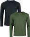 R.E.D. by EMP R.E.D. Rock-Engineered Design Zwart/Olijven shirt met lange mouwen in een dubbele verpakking - Heren - S