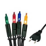 hellum Lichtsnoer binnen 100, 14,85 m kerstboom lichtketting kleurrijk, mini lichtketting raam kerstdecoratie, kaarsen lichtketting met stekker, lichtketting stopcontact kabel groen, 839074