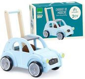 Vilac houten loopwagen Citroën 2CV retro blauw peuterspeelgoed.