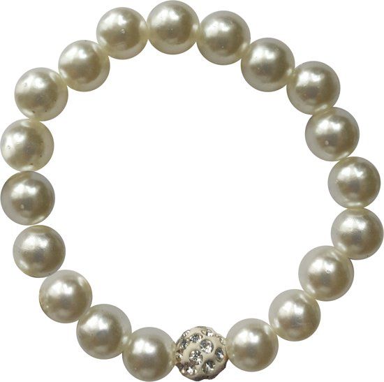 Fako Bijoux® - Armband - Parel Disco Dots - Wit