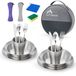 Ensemble de camping en acier inoxydable pour 1–4 personnes avec assiettes et couverts
