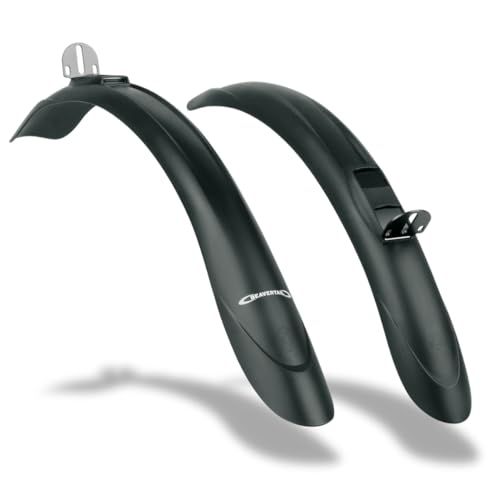 SKS GERMANY BEAVERTAIL SET spatbordenset voor tour- en trekkingfietsen (fietsaccessoires van slagvast hoogwaardig kunststof, optimale spatbescherming, eenvoudige montage, incl. stalen hoek), zwart, 20
